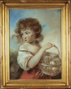 卵のかごを持つ少女、c.1780（パステル）